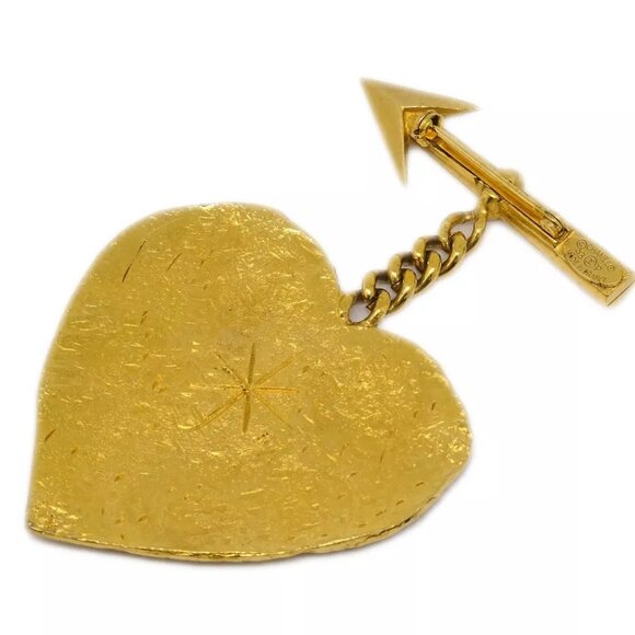 Chanel Bow And Arrow Heart Brooch Pin Gold 93P - Picture 2 of 4